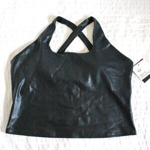 Senita Athletics Black Faux Leather XXL NWT Harmony Crop Top